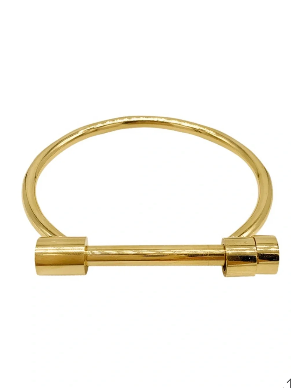 Brand New 14K Gold Plated Screw Cuff Bracelet Minimalist Open Bangle - Picture 3 of 6